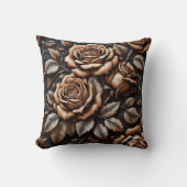 暗エレガントい背景の彫りバラ クッション (正面)