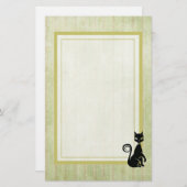 暗エレガントい背景の黒いストライプの猫 便箋 (正面/裏面)