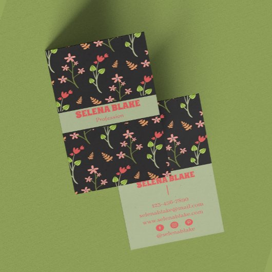 暗エレガントい背景を持つフローラデザイン 名刺