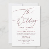 暗エレガントい赤のブルゴーニュの書結婚道 招待状 (正面)