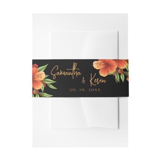 暗エレガントかわいらし色ムーディフローラ結婚の 招待状ベリーバンド (正面例)