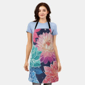 暗エレガントカラフルい背景にダリアの花 エプロン (着用した状態)