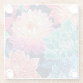 暗エレガントカラフルい背景にダリアの花 ガラスコースター (裏面)