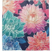 暗エレガントカラフルい背景にダリアの花 シャワーカーテン (正面)