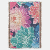 暗エレガントカラフルい背景にダリアの花 スローブランケット (正面縦)