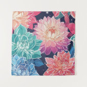 暗エレガントカラフルい背景にダリアの花 タペストリー (正面)