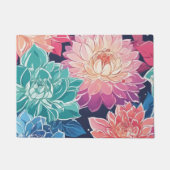 暗エレガントカラフルい背景にダリアの花 ドアマット (正面)