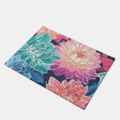 暗エレガントカラフルい背景にダリアの花 ドアマット (アングル)