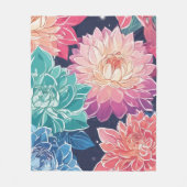 暗エレガントカラフルい背景にダリアの花 フリースブランケット (正面)