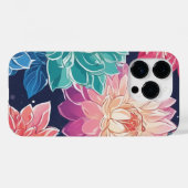 暗エレガントカラフルい背景にダリアの花 Case-Mate iPhoneケース (裏面 (横))