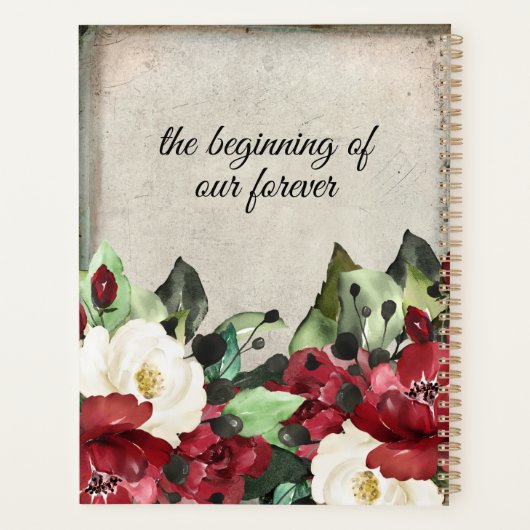 暗エレガントグランジ赤フローラ結婚ゴシック プランナー手帳 (裏面)