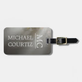 暗エレガントシンプル林をパーソナライズモノグラムの ラゲッジタグ (正面横)