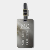 暗エレガントシンプル林をパーソナライズモノグラムの ラゲッジタグ (正面縦)