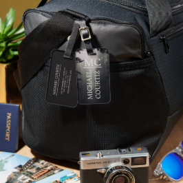 暗エレガントシンプル林をパーソナライズモノグラムの ラゲッジタグ