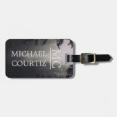 暗エレガントシンプル林をパーソナライズモノグラムの ラゲッジタグ (正面横)