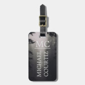 暗エレガントシンプル林をパーソナライズモノグラムの ラゲッジタグ (正面縦)