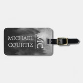 暗エレガントシンプル林をパーソナライズモノグラムの ラゲッジタグ (正面横)