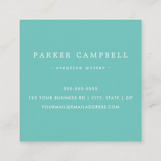 暗エレガントティール（緑がかった色）縁どプロフェッショナル スクエア名刺 (裏面)