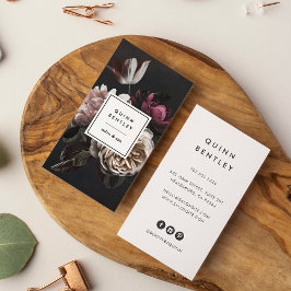 暗エレガントフローラブーケ |垂直 名刺