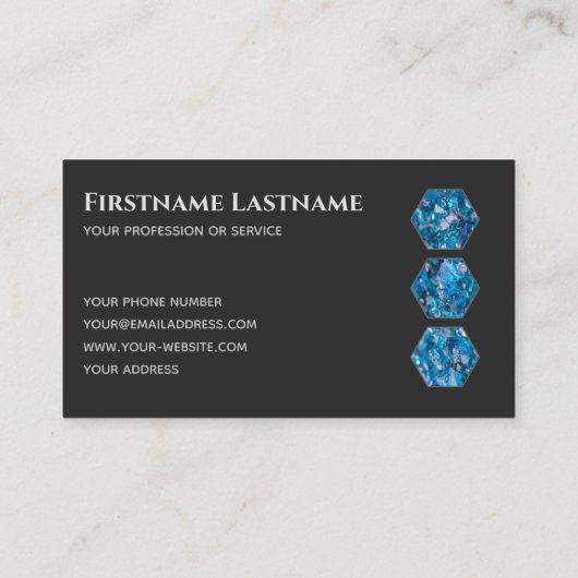 暗エレガントミニマル灰色の青サファイア 名刺 (裏面)