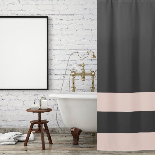 暗エレガントモダンスタイリッシュ色の木炭グレーとピンク シャワーカーテン