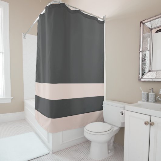 暗エレガントモダンスタイリッシュ色の木炭グレーとピンク シャワーカーテン (インサイチュ)