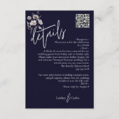 暗エレガントモダン海結婚詳細QRコード エンクロージャーカード (正面)