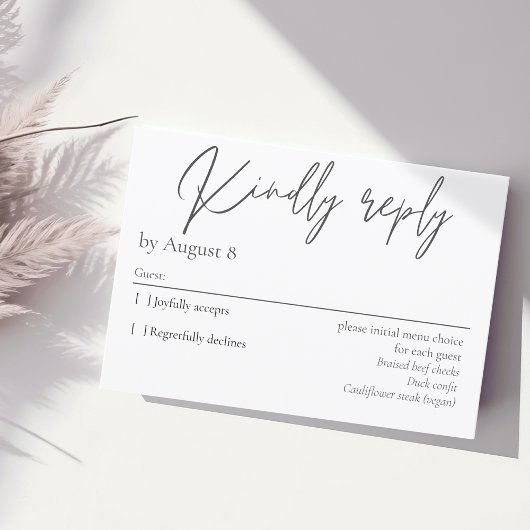 暗エレガントモダン灰色の結婚式RSVPカード 出欠カード