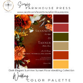 暗エレガント夏サンセットフローラQRコード オールインワン招待状