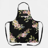 暗エレガント水色フローラカスタム エプロン (正面)