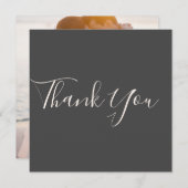 暗エレガント灰色の写真結婚のサンキューカード サンキューカード (正面/裏面)