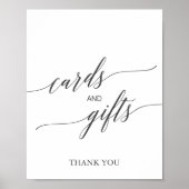 暗エレガント灰色の書道カードとギフトサイン ポスター (正面)