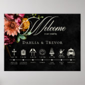 暗エレガント秋フローラ結婚のイベント ポスター (正面)