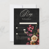 暗エレガント秋フローラ結婚のQRコード 出欠カード (正面)