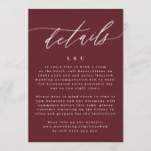 暗エレガント紅梅ブルゴーニュ白ザ結婚ーズ 招待状 (裏面)