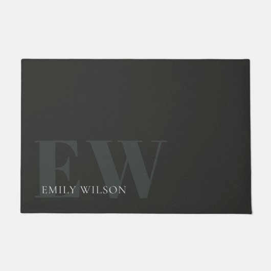 暗エレガント素朴色の濃い緑のブラックモノグラム ドアマット (正面)