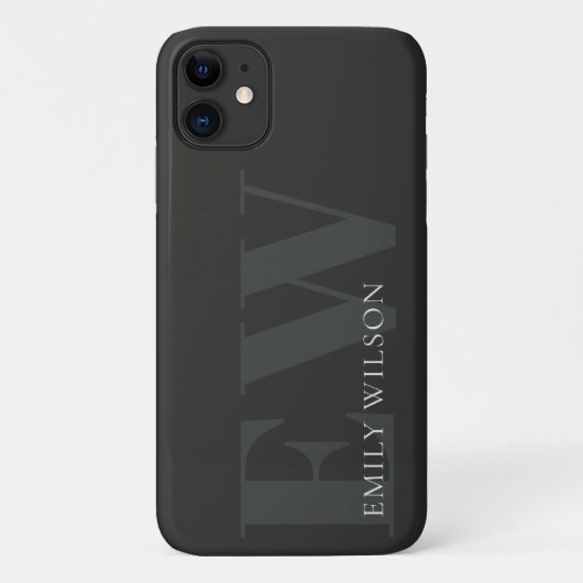 暗エレガント素朴色の濃い緑のブラックモノグラム Case-Mate iPhoneケース (裏面)