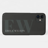 暗エレガント素朴色の濃い緑のブラックモノグラム Case-Mate iPhoneケース (裏面(横))