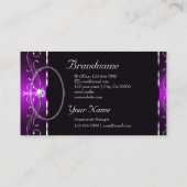 暗エレガント紫の白華美縁ど写真の追加 名刺 (裏面)