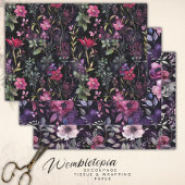 暗エレガント紫ビクトリアンフローラ |デコページ ラッピングペーパーシート