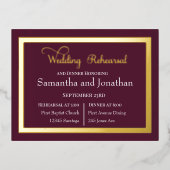 暗エレガント紫リハーサルのカードに書 箔招待状ポストカード (正面)