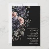 暗エレガント結婚フローラ 招待状 (正面)