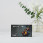 暗エレガント背景のバイオリンミュージシャン 名刺 (スタンド正面)