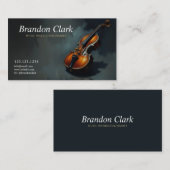 暗エレガント背景のバイオリンミュージシャン 名刺 (正面/裏面)