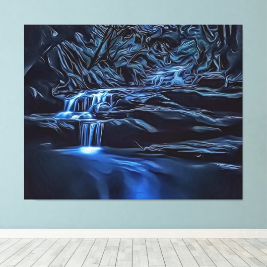 暗エレガント色とムーディーブッシュブルックのフォトアートユニーク, キャンバスプリント (インサイチュ (ウッドフロア))