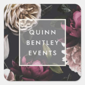 暗エレガント色のフローラパーソナライズされた スクエアシール (正面)