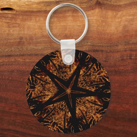 暗エレガント色の万華鏡デザインブラックブラウンスター キーホルダー (正面)