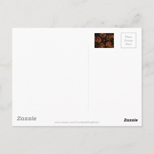 暗エレガント色の万華鏡デザインブラックブラウンスター ポストカード (裏面)