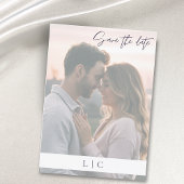 暗エレガント色の写真カリグラフィダークネイビー セーブザデート