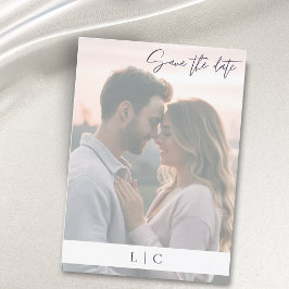 暗エレガント色の写真カリグラフィダークネイビー セーブザデート